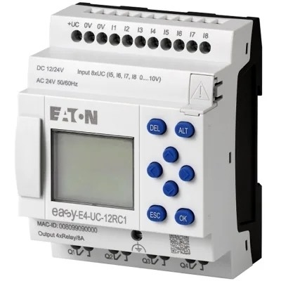 이론 EasyE4 CPU 8DI 4AI 4RO 12/24V DC 또는 24V AC 디스플레이 키보드 이더넷 인터페이스