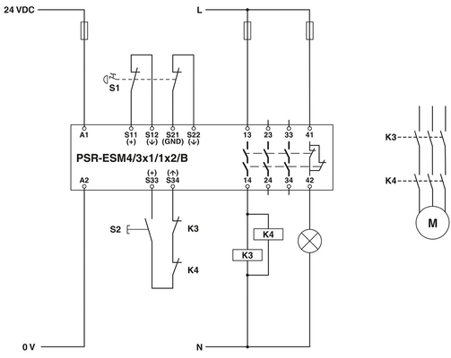 PSR-SPP-24UC/ESM4/3X1/1X2/B 안전 릴레 접촉 부하 안전 종료 결합 릴레