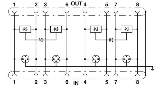 24V DC 등급 전압 2800763 D-LAN-CAT.5-HC 1극 전압 보호기