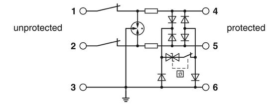 12V DC 등급 전압 2906744 TTC-6P-3-HF-M-12DC-UT-I 2극 전압 보호기