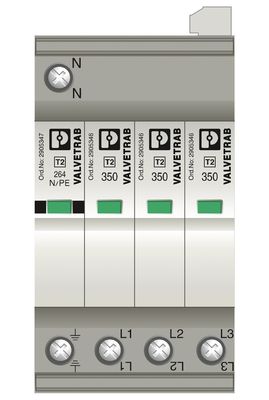 1 폴 2905340 VAL-SEC-T2-3S-350-FM 5V AC에서 250V AC 및 125V DC를 위한 2형 급류 보호기