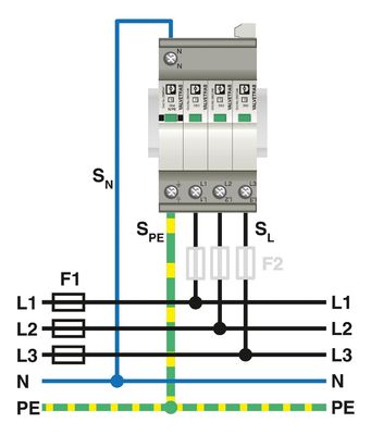 1 폴 2905340 VAL-SEC-T2-3S-350-FM 5V AC에서 250V AC 및 125V DC를 위한 2형 급류 보호기