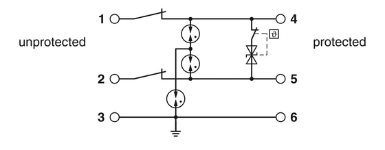 TTC-6P-2-HC-M-24DC-PT-I 2극 및 24V DC의 정원 전압을 가진 전압 보호기
