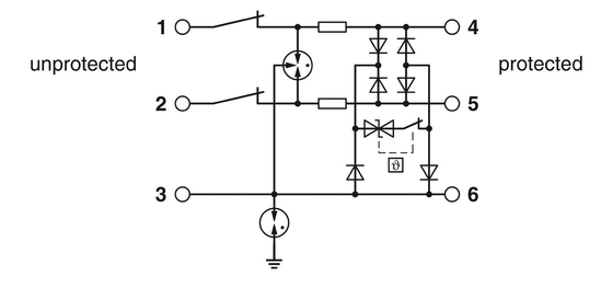2 폴 TTC-6P-3-HF-F-M-24DC-PT-I 24V DC 전압 보호 장비를 위한 전압 보호 장치