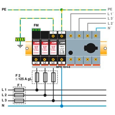 VAL-MS 320/3 1 초전압 보호기 2858564 피닉스 접촉 유형 2 전극 번호 4 230V AC