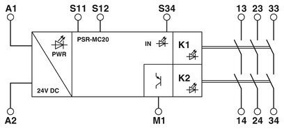 PSR-MC20-3NO-1DO-24DC-SP 안전 릴레 12.5*116.6*114.5mm 안전 종료용 크기