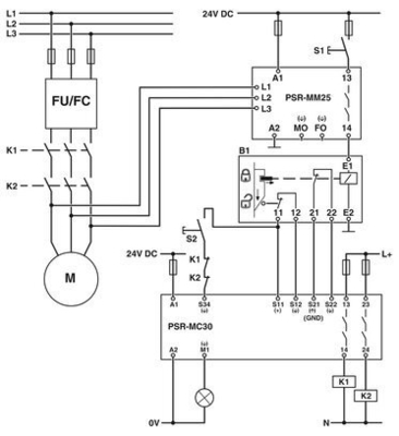 피닉스 접촉 전압 보호로 보호되는 PSR-MM25-1NO-2DO-24DC-SP 안전 릴레이