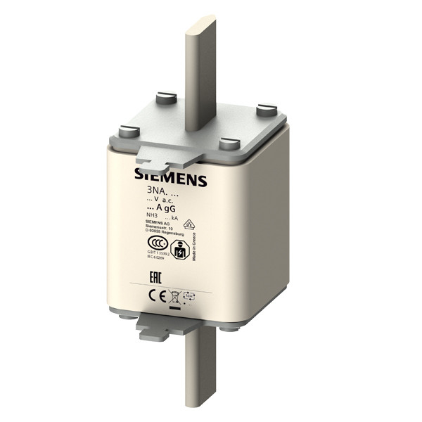 3NA3360 LV HRC 퓨즈 링크 GL/GG 접착 럭과 전면 표시기 사이즈 3 AC 500V/DC 440V